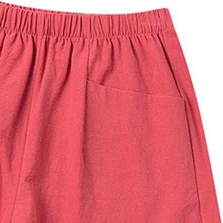Pamučne lanene kratke hlače za žene povremene ljetne kratke hlače s visokim strukom labave udobne salon kratke hlače za prozračne