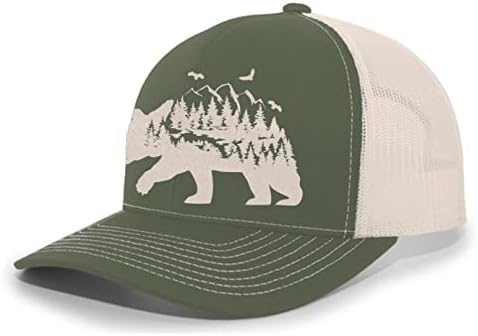 Heritage Pride Mens kamiondžijski šešir izvezeni planinski medvjed vanjski šešir za bejzbol kapu