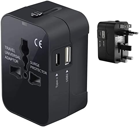 Travel USB Plus International Power Adapter kompatibilan s Micromax Canvas Hue za svjetsku energiju za 3 uređaja USB Typec,