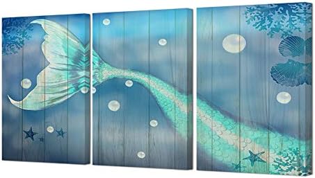Homeoart sirena dekor kupaonice sirena slika slika slike otisci na platnu koraljne morske morske drvene tekstura pozadina