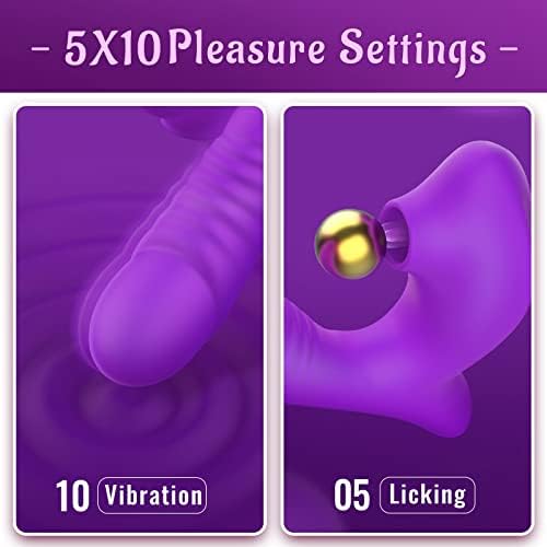 Vibrator Žene seksualne igračke - 5 lizanja i 10 modusa vibracije g Spot vibrator za odrasle igračke, potiskivanje vibratora