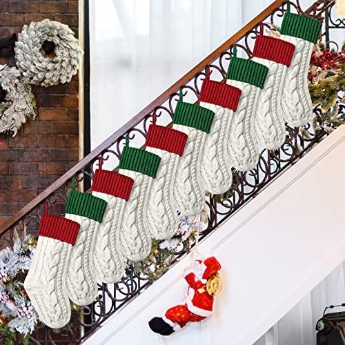 18 centimetara božićne čarape Kabel pletene božićne čarape Veliki kamin čarape za obiteljski odmor božićni ukrasi