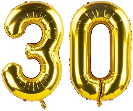 Tim & Lin 40 -inčni zlato 30 Broj Jumbo folija Mylar Helium Balloons - Osiguravanje zabave za zabavu baloni - Izvrsni za