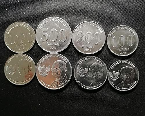 Azijski novčić Set Coin Indonesia 100-200-500-1000 Rupiah Coin 4 setovi