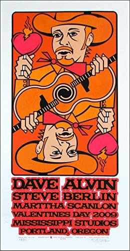 Dave Alvin i Steve Berlin originalni plakat za koncert SilksCreen