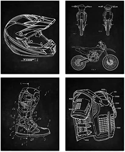 Motociklistička prljavština Bike Patent Art, Vintage Motocross platna plakati, kaciga za tijelo oklopne čizme motociklističke