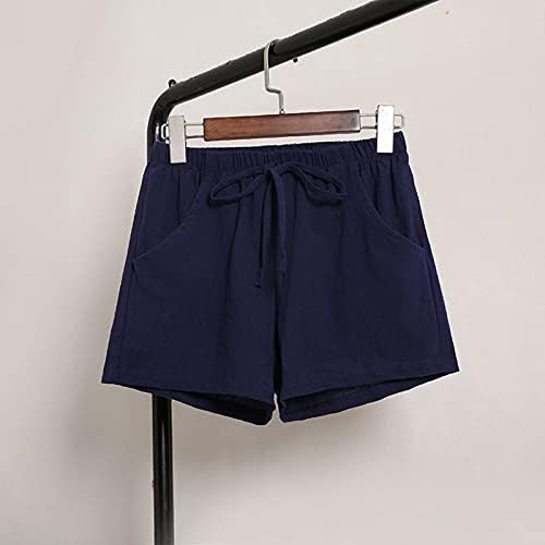 Ženske kratke kratke hlače udobne kratke hlače ženski džep labave kratke čvrste hlače i pamučne elastične hlače s strukom