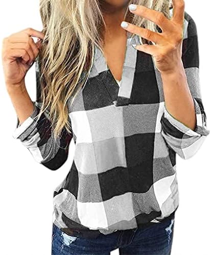 Ženska modna majica majica plus modne košulje V vrat Roll up rukave tunike vrhovi 2023 ležerne bluze