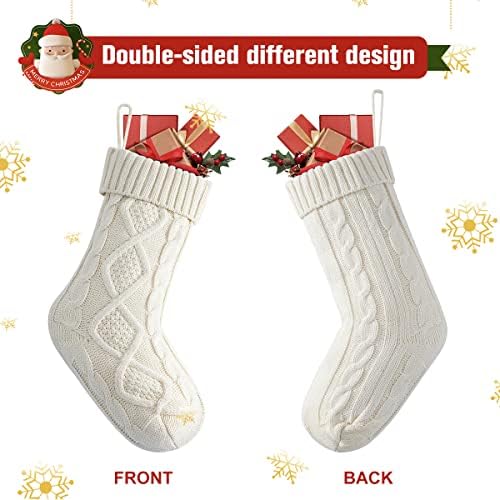 Cotby božićne čarape 6 pakiranja, 18 inča Velike veličine Kabel pletene čarape za obiteljski odmor