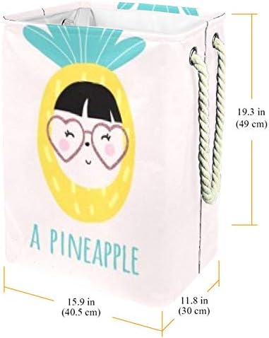 Inhomer Pineapple Love Girl 300D Oksford vodootporne PVC koš za odjeću Velika košara za rublje za deke odjeće i igračaka
