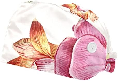 Oeldjfngsdc 2 Paketi Radna kapa s gumbom za znoj, bijele i ružičaste ruže podesivi radni šešir