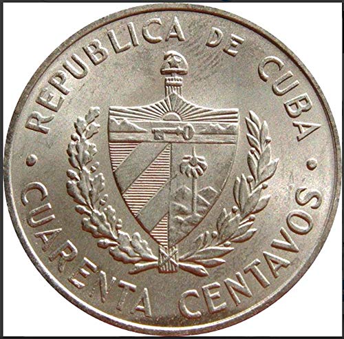 1962. CU Rijetki antički kubanski novčić W Revolucionarni Camilo Cienfuegos! NEPOGREŠIV! 40 Centavos Choice Sjajno necirkuliran