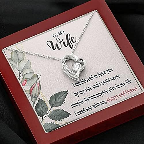 Ručno izrađena ogrlica - mojoj supruzi 14k srebro bijelo zlato, zauvijek ljubavnu ogrlicu, poklon za suprugu od muža, poklon