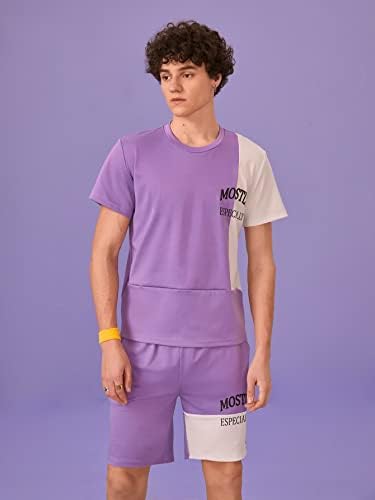 FIOXA Dvodijelna odjeća za muškarce 1pc slova Grafička boja u boji i 1PC kratke hlače