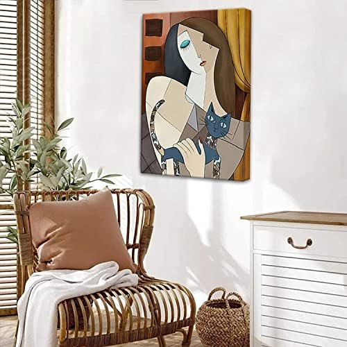 Uokvireni Picasso zidna umjetnost nordijska apstraktna djevojka i mačja platna zidna umjetnost Boemska platna Otisci Dream