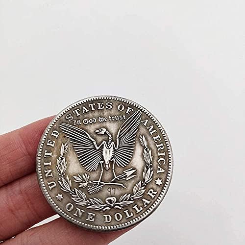 Morgan Wandering Coin 1899 Demon skupljajući novčiće oko srebrne ploče komemorativne kovanice zanat