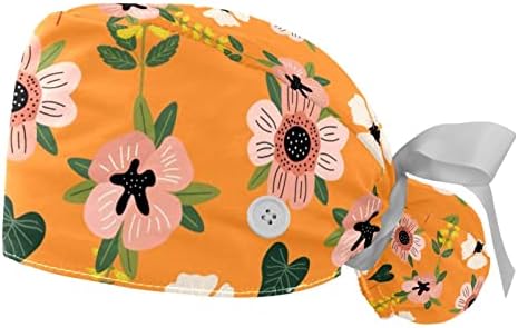 2pcs Radna kapu s vrpcom vrpce straga cvijet cvjetni listovi narančastog konjskog torbica kape za žene