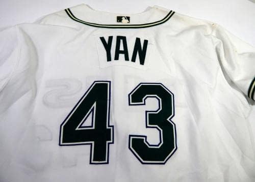 2001-02 Tampa Bay Devil Rays Esteban Yan 43 Igra Korištena bijelog Jersey 52 DP40818 - Igra se koristio MLB dresovi