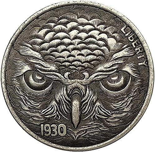 1930. zalutali kovanica sova životinja antikni bakar stari srebrni novčić Kopiranje ukrasa Zbirka poklona