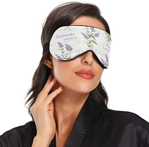 Maska za spavanje cvijeća lavande za žene muškarci meka i udobna maska ​​za oči Blokirajući sljepoočini Podesivi noćni poklopac