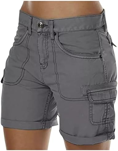 Ženske solidne kratke teretne hlače Ljeto labavi više džepova s ​​teretnim kockima Lagane brze suhe kratke hlače za planinarenje