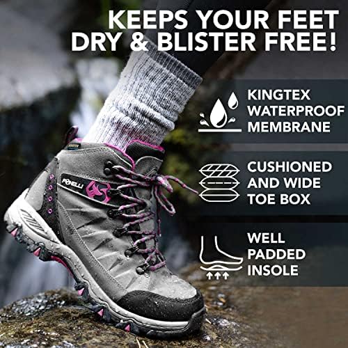 Pješačke čizme FOXELLI -a - Suede kože vodootporne planinarske čizme za žene, prozračne, udobne i lagane planinarske cipele