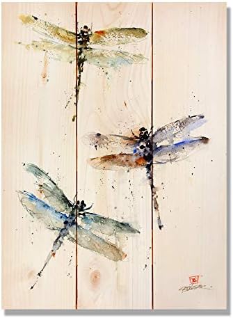 Wile E. Wood Crouser's Three Dragonflies Wood Wood Art, 11x15, Tan