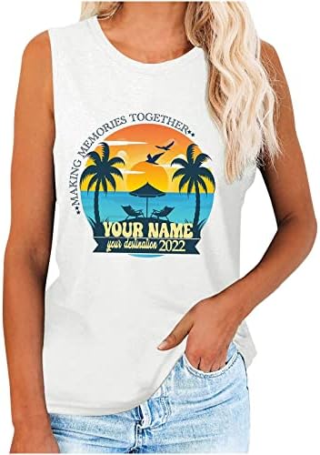Trukovi za plažu za žene casual crewneck košulja bez rukava ljetno pismo grafički tiskani tenkovi Top Workion Sport prsluk