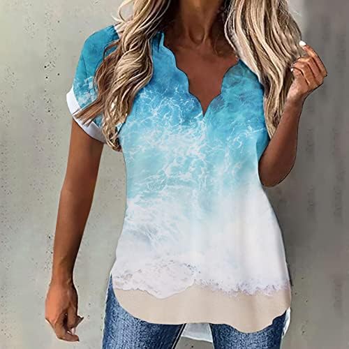 Chifon s kratkim rukavima V vrat labav fit opuštena majica bluza za ručak za žene ljetna jesen grafička majica za Za Za Za