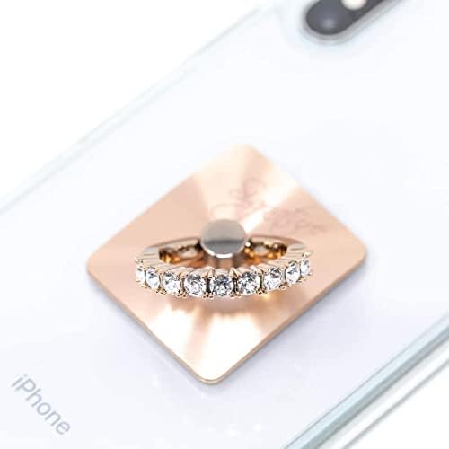 Držač prstena za mobitele - Potpis kristalnih pametnih telefona W/ 360 rotacijski stisak prsta, ružino zlato