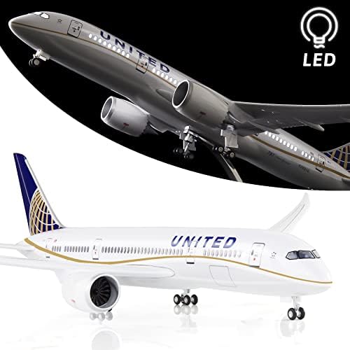 Lose Fun Park 1: 130 Ljestvica Velikog modela zrakoplova United Airlines Boeing 787 Modeli aviona Diecast Airplanes s LED