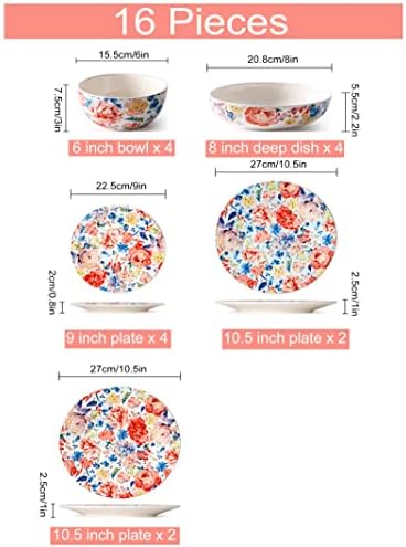16 komada porculanskog pribora za pribor za 4 kuhinjske okrugle tanjure i zdjele setovi keramika hotela domaćinstvo jela