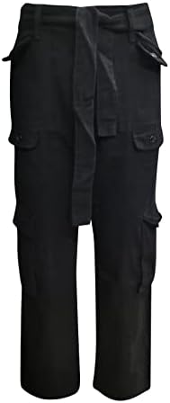 Ndvyxx ženske teretne hlače visoke struke ravne noge duge hlače povremene više džepova vitki fit vanjski padobranski padobrane