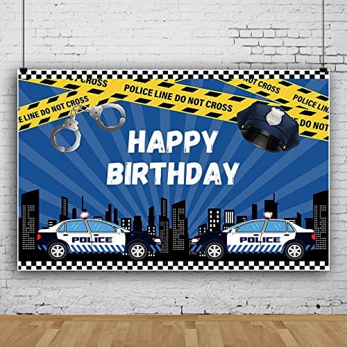 Policijska Tema Pozadina Fotografije Sretan rođendan banner velika značka policijskog automobila Zidna pozadina pozadina