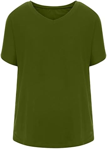 Gornja košulja za žene Ljetna jesen kratki rukavi mekani udoban 2023 odjeća trendi v vrata pamuka casual labava fit bluza