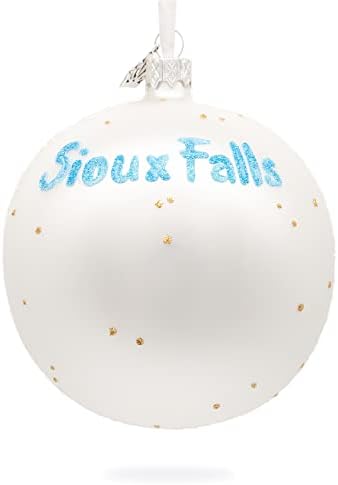 Falls Park, Sioux Falls, Južna Dakota, USA Glass Ball Božićni ukras 4 inča