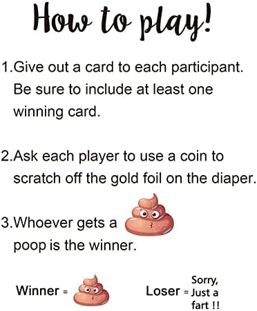 Naokboee Baby Shower Games 24 kartice za tombole, prljave pelene ogrebotine igara, ukrasi za bebe tuširanja, za dječake djevojčice