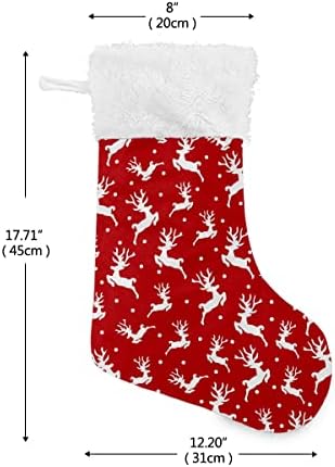 Božićne čarape Bijeli božićni jeleni uzorak crvena bijela plišana manžetna mercerizirana Velvet obiteljski odmor Personalizirana