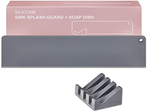 Happisisode Silikonski sudoper za prskanje i set za sapun za sapun | Čuvar za prskanje vode i držač spužve za kuhinju i kupaonicu