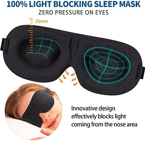 Sackei Eye Sleep Mask za bočno spavači, 3D konturirana maska ​​za oči za muškarce spavaju, bez tlaka nosa i očiju mekani