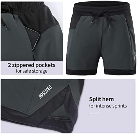 Arsuxeo muške kratke hlače s oblogom od 4 inča trening teretana za vježbanje atletskih kratkih hlača 2 džepova s ​​patentnim