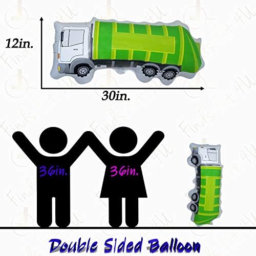 Balon za kamion za smeće - 2 velika balona od folije za kamion za smeće-Pribor za proslavu rođendana kamiona za smeće-Savršeno
