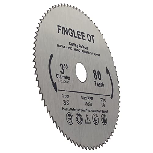 FINGLEE DT 2PCS 3inch 76 mm HSS Kružna pila, 80teeth velike brzine za rezanje čelika s 10 mm, za rotacijske alate, plastično