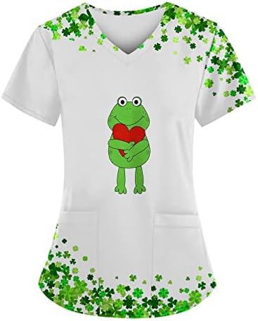 St.Patrickov dan košulja za žene o vratnim košuljama Shamrock kratki rukavi TOPS TEES CROVER Print labave bluze majice