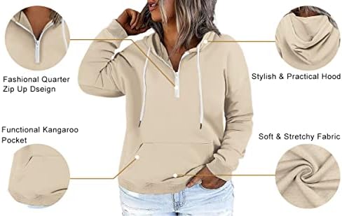 VisLily Women's-Plus-size-Hoodies Quarter Zip-up kapuljača s kapuljačama s kapuljačom Lagani pulover dugih rukava s džepom