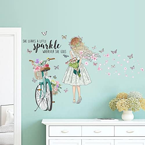 Biciklističke naljepnice na zidne naljepnice cvijet i leptir zidna umjetnost naljepnica diy kore i zalijepi motivacijske