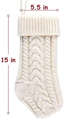 Meriwoods božićne čarape 6 pakiranje 15 inča, veliki kabelski pleteni božićni čarapa za obitelj, pletena zemlja rustikalni