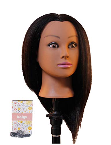 Afrička manekenska glava s pravom kosom za kozmetičku lutku za kosu, glava za vježbanje frizerskog salona, glava lutke i