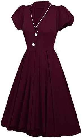 Ženska haljina od smokinga u kontrastnoj boji u retro stilu u boji S izrezom u obliku slova A i napuhanim rukavima