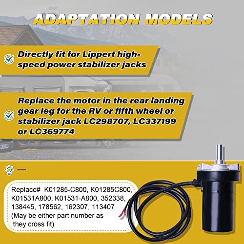 Stražnji električni stabilizator motor kompatibilan s Lippert 113407, 352338, 138445, 178562, 162307, za priključke za stabilizaciju